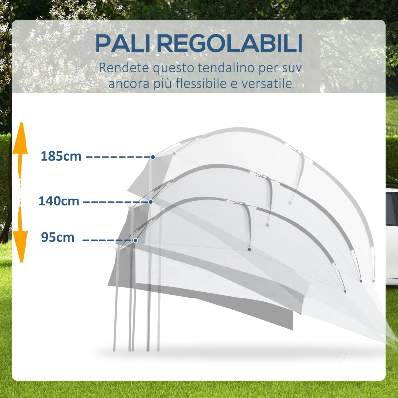 Outsunny Tendalina ad Arco Portatile con Pareti Laterali, in Poliestere e Acciaio, 300x262x230-260 cm, Grigio