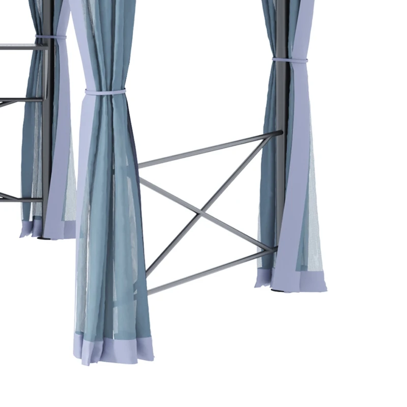 Outsunny 4 x 4.7(m) Patio Metal Gazebo Canopy, Hexagon Shape Garden Gazebo, Outdoor Sun Shade Shelter with 2 Tier Roof, Netting, Steel Frame, Grey