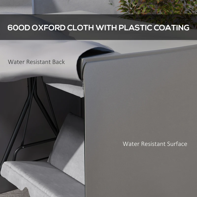 Outsunny 152 x 177cm Three-Seater Swing Chair Protective Cover Light Grey