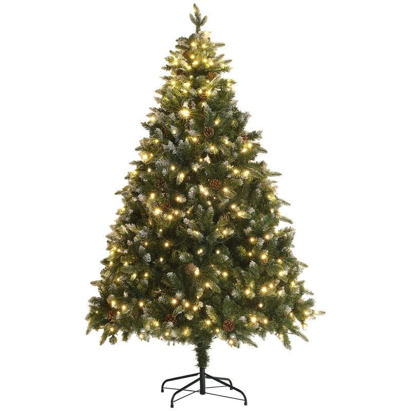 HOMCOM 6ft LED Pre-Lit Artificial Christmas Tree, with Base