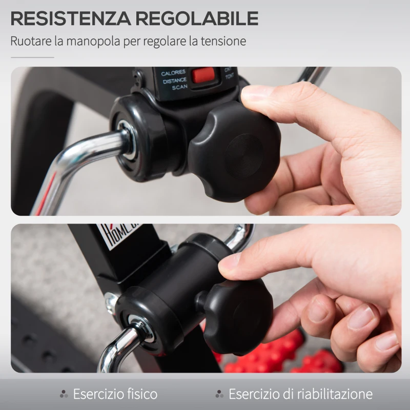 HOMCOM Pedaliera per Braccia e Gambe con Schermo LCD, Altezza e Resistenza Regolabile, 56x44-56x75-97 cm