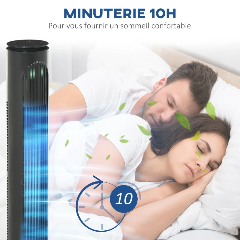 HOMCOM Ventilateur colonne 45W télécommande minuterie 3 modes 3 vitesses tour oscillant silencieux Ø 22 x 77 cm gris foncé