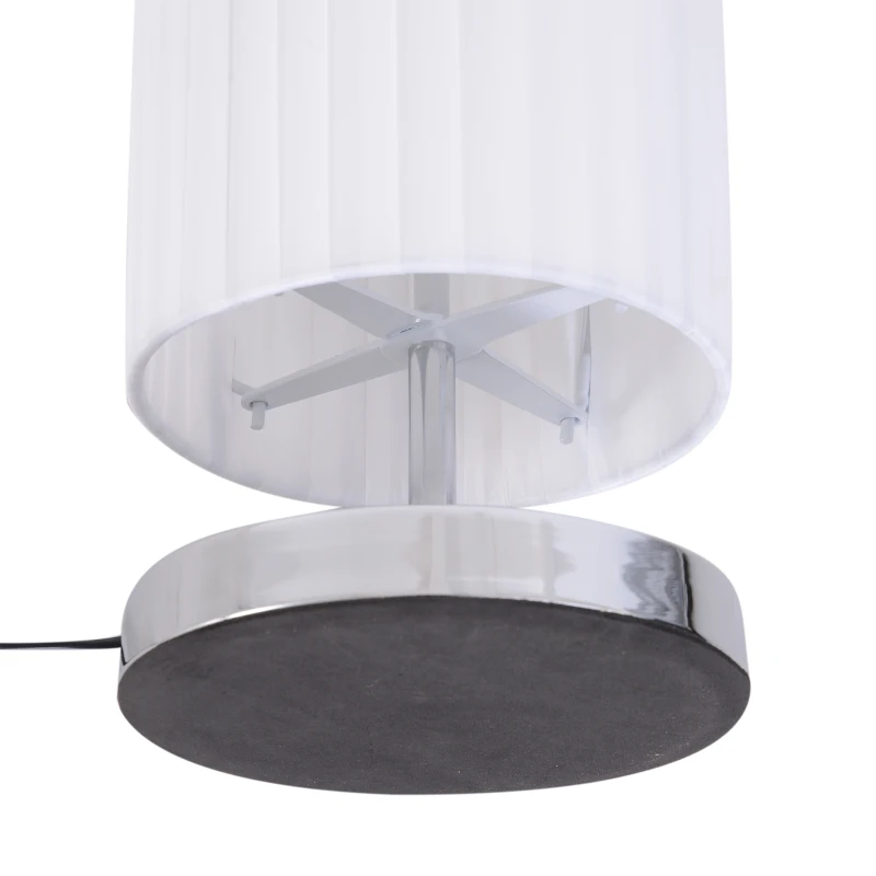 HOMCOM Lampe lampadaire colonne sur pied design contemporain dim. 20L x 20l x 160H cm lumière tamisée 40 W métal chromé tissu blanc