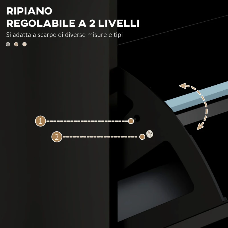 HOMCOM Scarpiera Moderna con 3 Cassetti Ribaltabili per 15 Paia di Scarpe e Ripiano Regolabile, 54x24x117.5cm, Nero