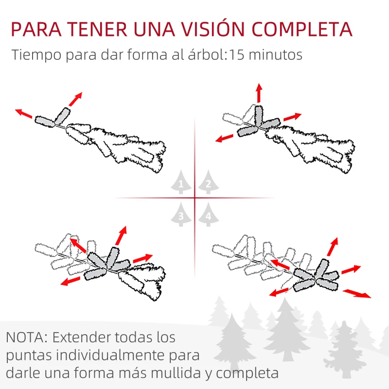 HOMCOM Árbol de Navidad Artificial Nevado 180 cm con 796 Ramas y Soporte de Metal Árbol Navideño Nevado para Interior Verde