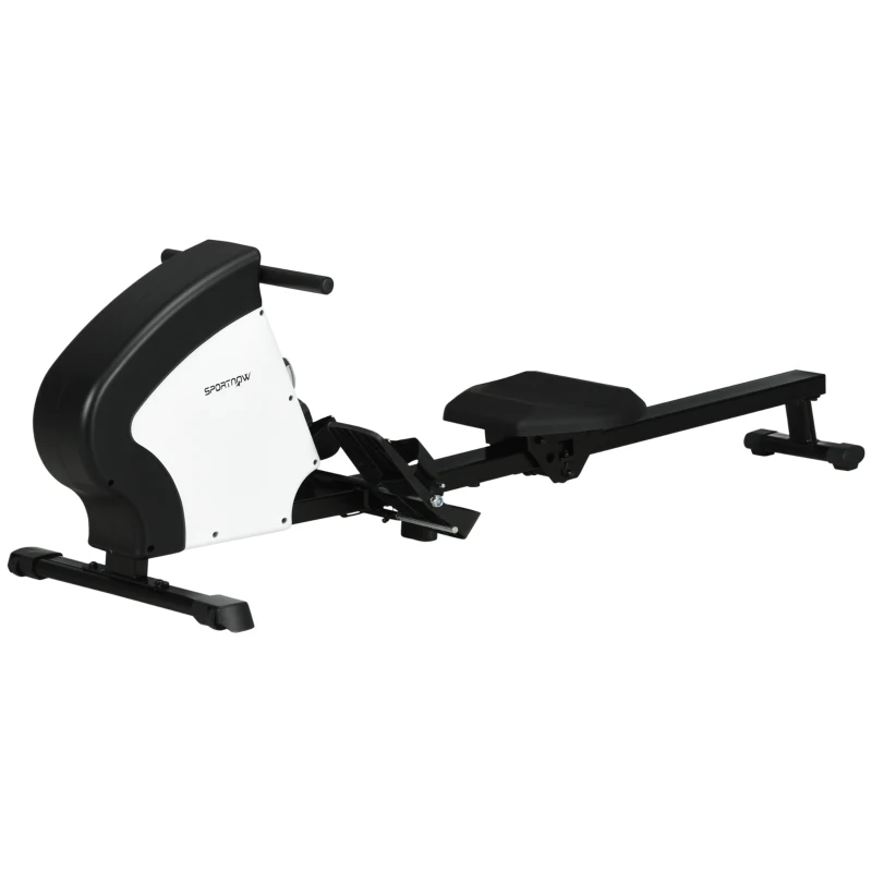 SPORTNOW Rameur d'appartement pliable 8 niveaux de résistance magnétique écran LCD Multifonction acier noir blanc