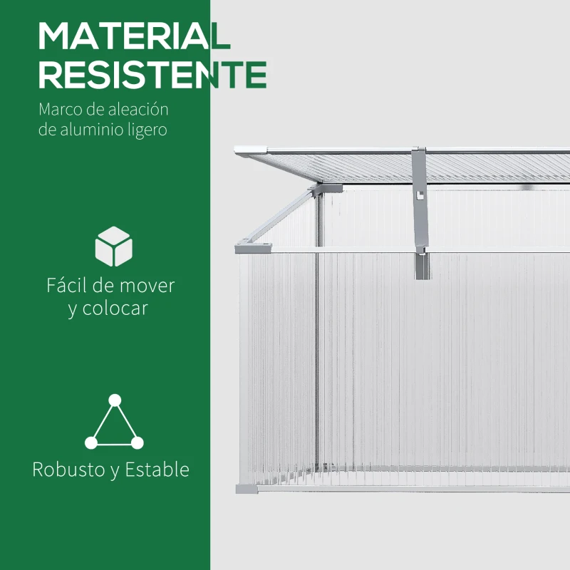 Outsunny Invernadero de Jardín de Policarbonato y Aluminio 180x51x51 cm con 3 Techos Ajustables Protección UV30+ Transparente