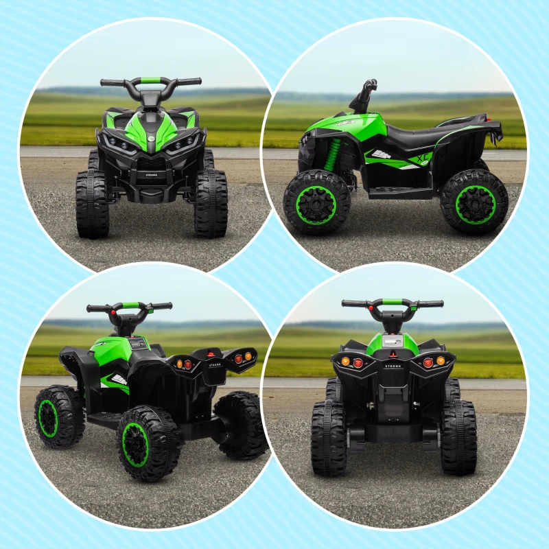 HOMCOM 12V Ride-On Quad Bike, with Music, Horn, LED Lights, for Ages 3-5 Years, Green