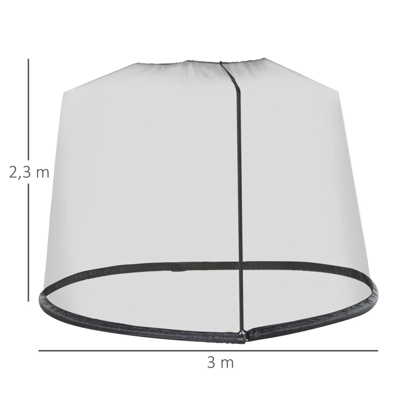 Outsunny Moustiquaire cylindrique pour Parasol 3 m diamètre avec Fermeture éclair et lestage Noir