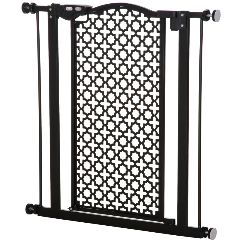PawHut 74-80 cm Pressure Fit Safety Gate for Doorways and Staircases, Dog Gate, Pet Barrier for Hallways with Auto Close, Double Locking