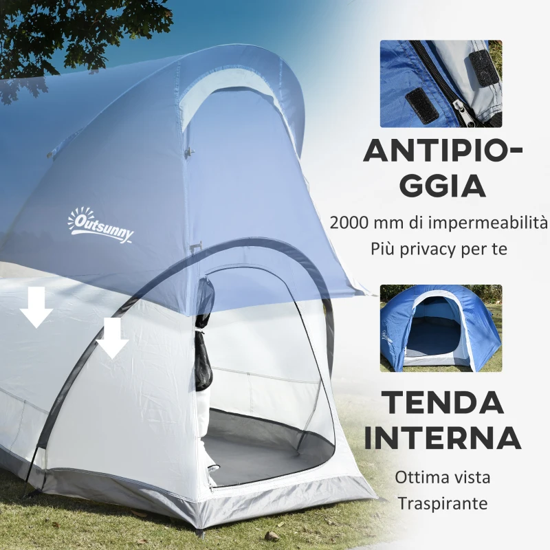 Outsunny Tenda da Campeggio in Poliestere e Tessuto Oxford con Gancio Interno e Finestre a Rete, 265x140x95 cm