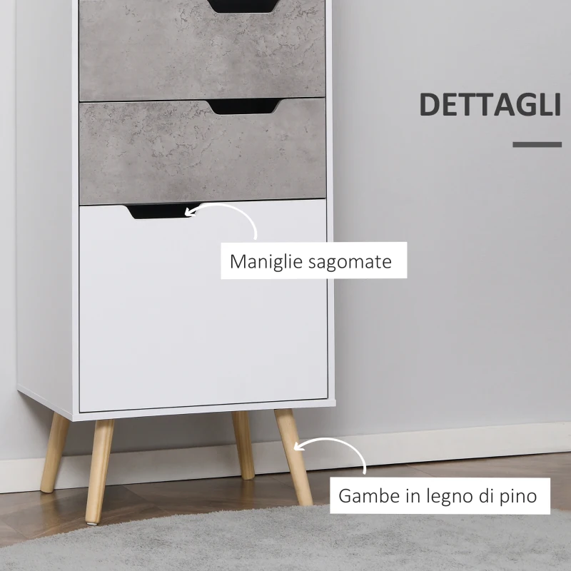 HOMCOM Mobile da Salotto con 3 Cassetti e 2 Ripiani Aperti in Truciolato e Legno di Pino, 50x39x169.5 cm, Grigio Bianco