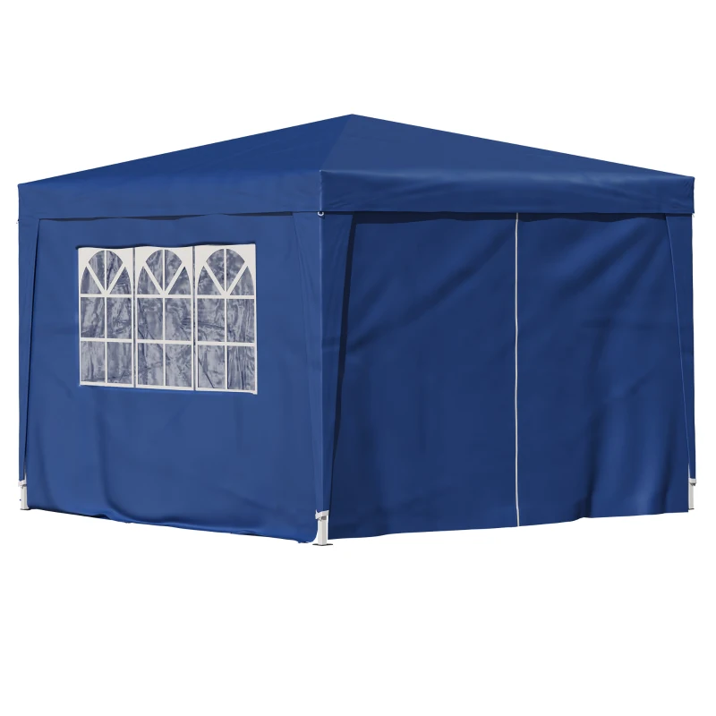 Outsunny Carpa Gazebo con Paredes Desmontables Ventanas Visibles Puerta con Cremallera Incluye Bolsa de Transporte Cuerdas y Piquetas 3x3 m Azul
