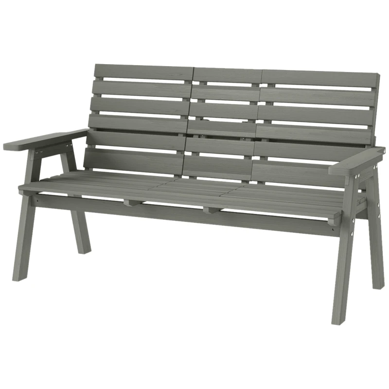 Outsunny Fir Wood Convertible 2 to 3 Seater Outdoor Garden Bench Grey