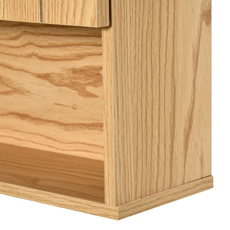 kleankin Armario de Baño con Espejo Mueble Colgante de Aseo con 2 Puertas y 2 Estantes Ajustables Interiores 54x15,2x55,3 cm Natural