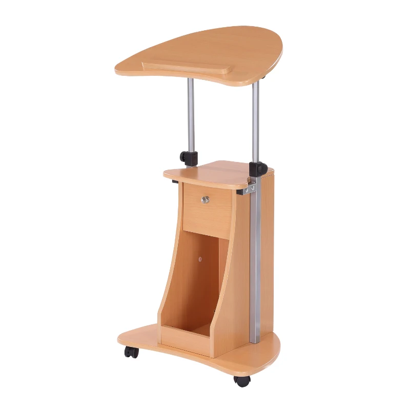 HOMCOM Table ordinateur portable bureau support ordinateur portable plateau conférence station de travail réglable bois clair