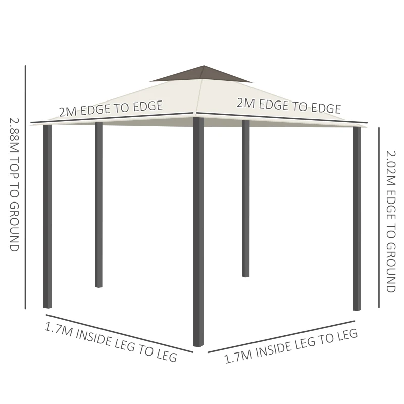 Outsunny 4 x 3.4m Hexagonal Metal Gazebo Garden Pavilion Outdoor Marquee Canopy Wedding Party Tent Shelter w/ Sidewall Panels