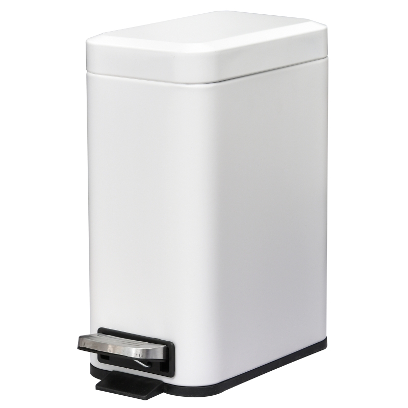 HOMCOM Poubelle à pédale de salle de bain 5 L métal blanc