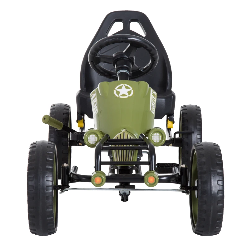 HOMCOM Go-Kart a Pedales para Niños de +3 Años Coche de Pedales con Embrague Freno Asiento Ajustable Carga Máx. 35 kg 105x54x61 cm Verde