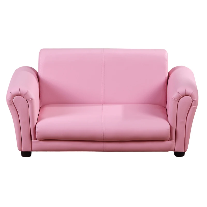 HOMCOM Canapé et Pouf Design Contemporain pour Enfants à partir de 3 Ans Rose