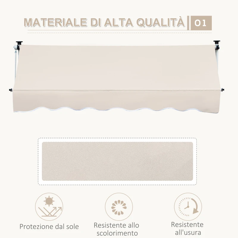 Outsunny Tenda da Sole a Bracci 4x1.2m con Manovella e Struttura Telescopica, Cachi