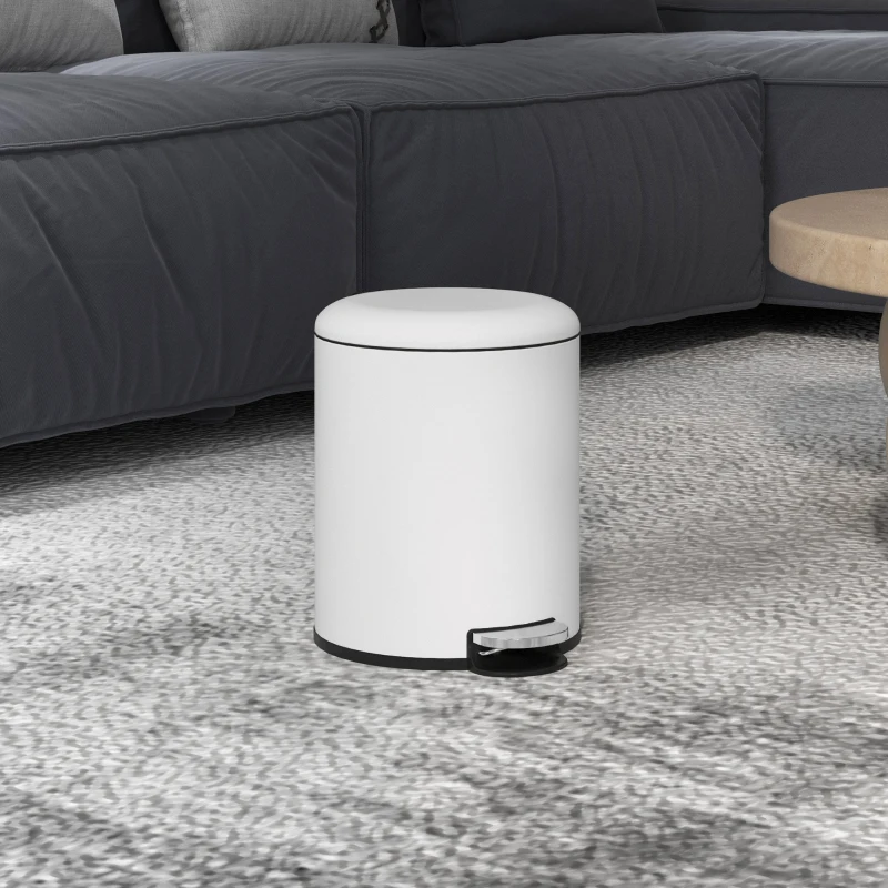 HOMCOM Bidone Immondizia a Pedale da 5L con Coperchio a Chiusura Morbida, in Metallo e PP, 26.5x21x28 cm, Crema