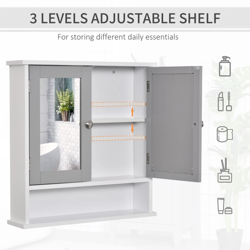 kleankin Bathroom Wall Storage Cabinet - Grey