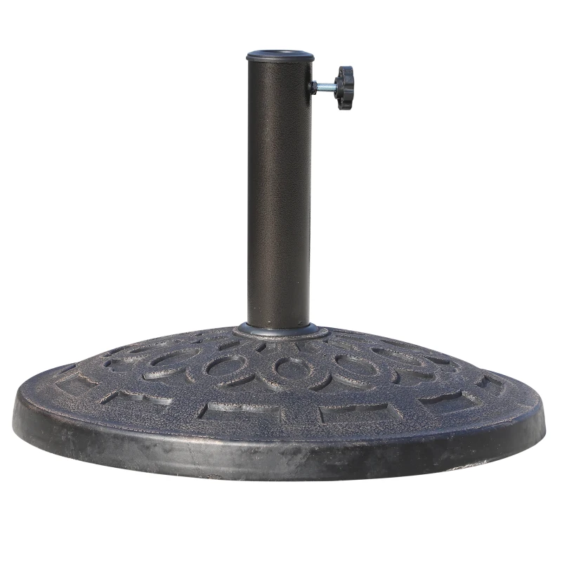Outsunny Pied de Parasol Base de lestage Parasol Rond résine Imitation Fonte Motif Rosace Ø 49 cm Poids Net 14 Kg Bronze