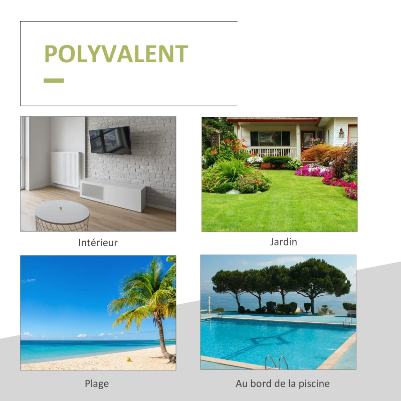 HOMCOM Bain de Soleil transat chaise longue jardin Grand Confort 195L x 68l x 31H cm Dossier inclinable Multi-Positions Aluminium Matelas épaisseur 10 cm crème résine tressée 4 Fils Noir