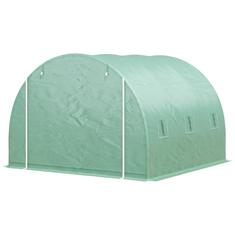 Outsunny Serra a Tunnel 3x3x2m con Porta e 6 Finestre, Doppia Copertura in PE e Struttura in Acciaio