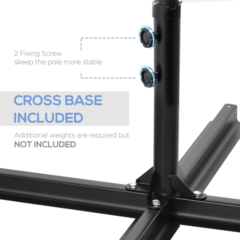 Outsunny 2.5M Garden Cantilever Parasol, Offset Roma Patio Umbrella Hanging Sun Shade Canopy Shelter with 360° Rotation and Cross Base, Green