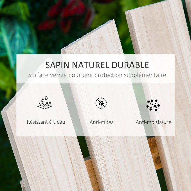 Outsunny Banc de Jardin 2 Places Design Adirondack Assise Dossier à Lattes Larges accoudoirs Bois Naturel sapin lasuré