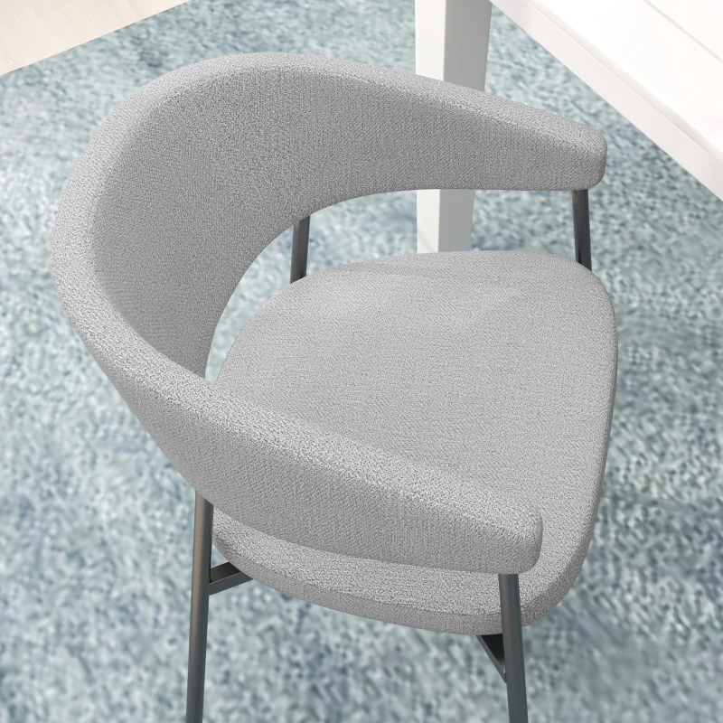 HOMCOM Ensemble de 2 chaises de salle à manger en tissu aspect lin minimaliste pieds en acier 59 x 56 x 78 cm gris clair