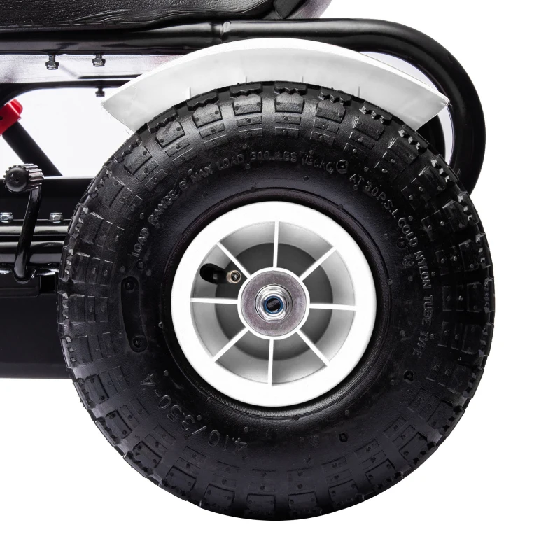 HOMCOM Go Kart a Pedales para Niños con Asiento Ajustable Neumáticos de Goma Freno de Mano Carga 50 kg 121x58x61 cm Blanco