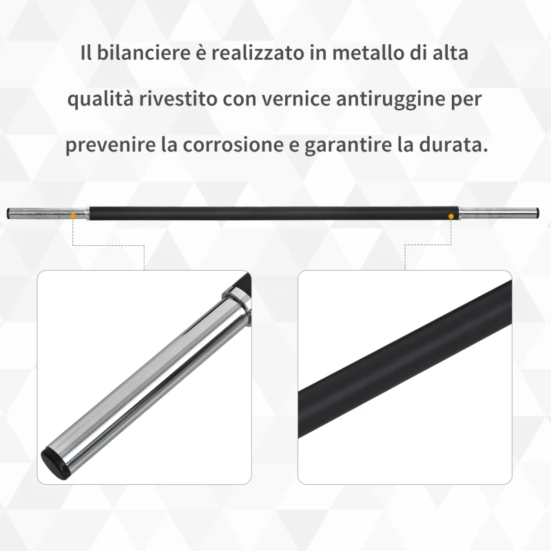 HOMCOM Set di Manubri Regolabili con Pesi 20KG, Set Bilanciere e Dischi in Acciaio e TPU con Clip a Molla, Nero