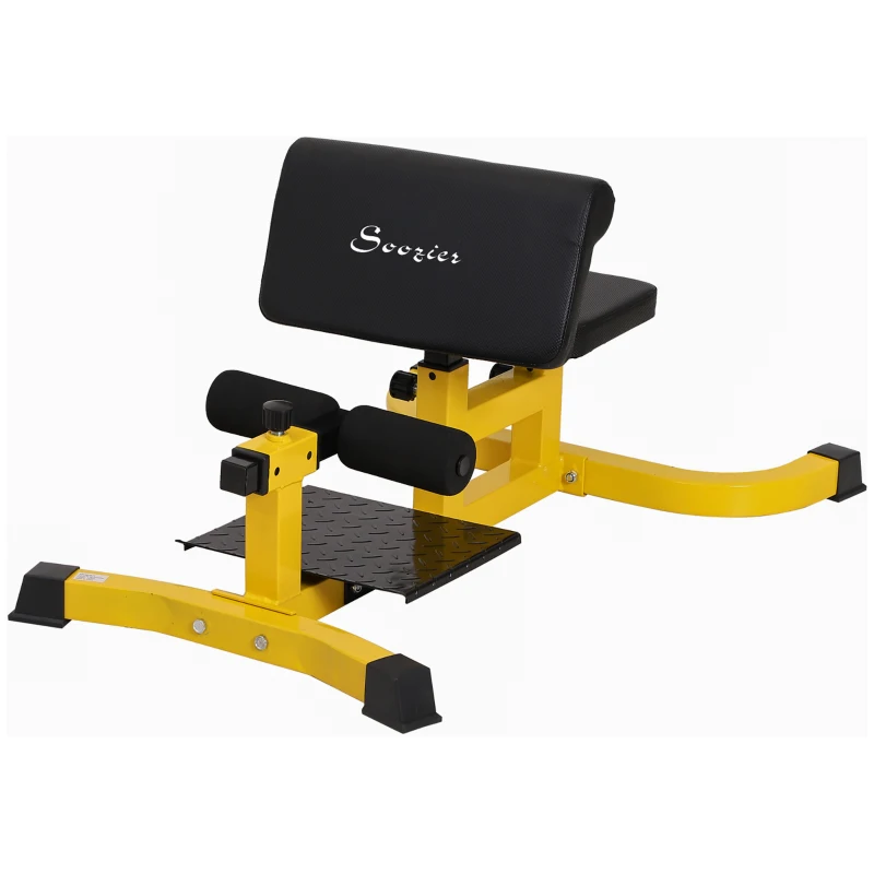 HOMCOM Squat Bench Trainer Sit Up Machine Multifunctional Equipment Abdomen and Leg Strength Indoor Household Fitness Device Yellow