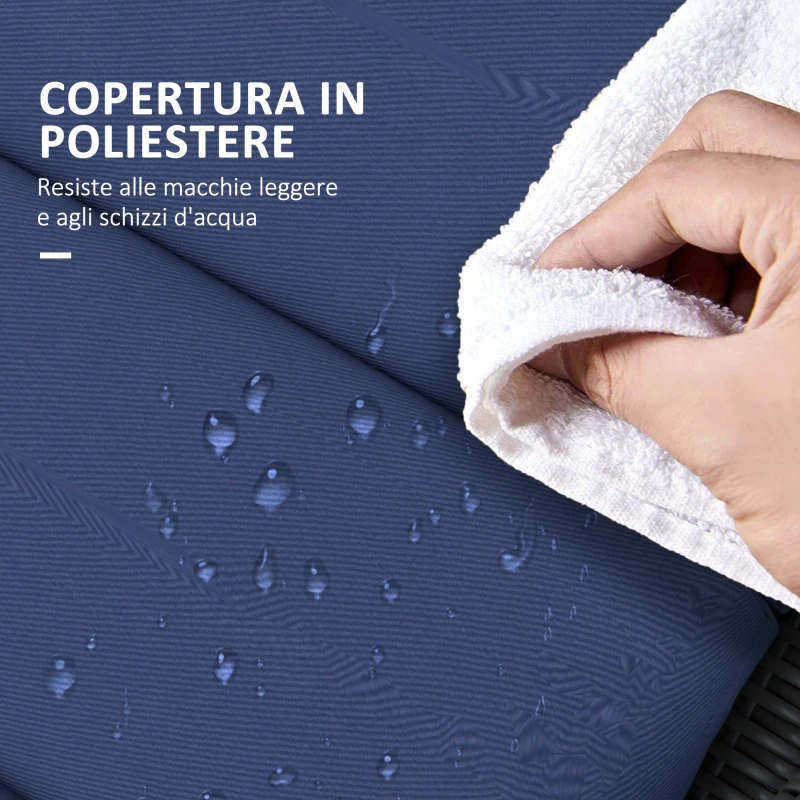 Outsunny Cuscino per Sdraio e Lettino Prendisole in Tessuto con Lacci di Fissaggio, Blu Scuro