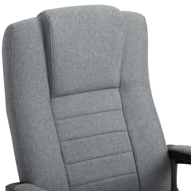 HOMCOM Fauteuil de bureau à roulettes chaise manager ergonomique pivotante hauteur réglable lin gris foncé