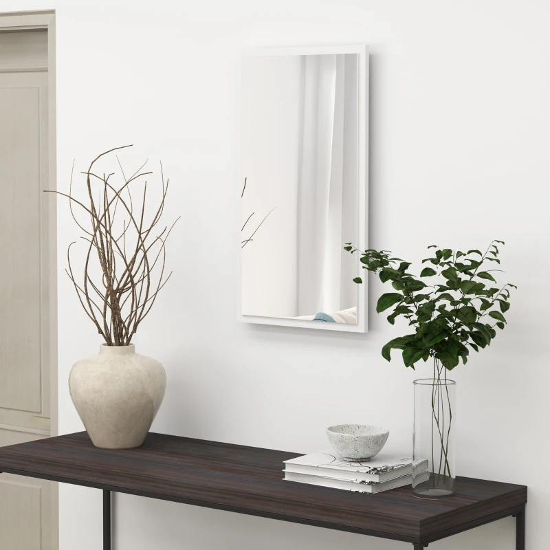 HOMCOM Miroir mural miroir rectangulaire 70 x 40 cm, verre épais 20 mm, pour salon, chambre à coucher, salle de bain, blanc