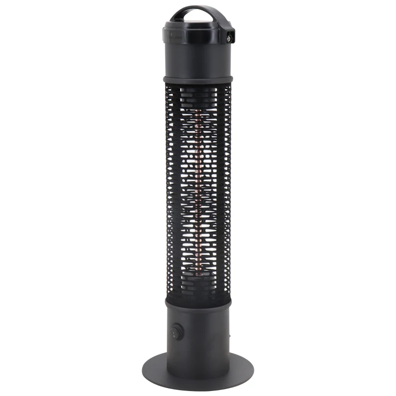 Outsunny Table Top Patio Tower Heater with Cool Touch Felt Mesh Cover, 1.2kW Infrared Outdoor Electric Heater with IP54 Rated Weather Resistance, Tip Over Safety Switch, 1.8 m Power Cord, Φ20 x 65 cm