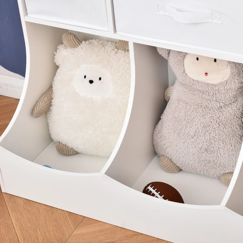 HOMCOM Meuble de rangement jouets enfant bibliothèque étagère de jouet pour chambre d'enfant 5 casiers 3 tiroirs non tissé MDF dim. 93,1L x 40l x 94H cm blanc