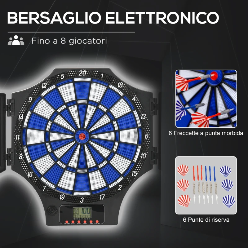 SPORTNOW Bersaglio Freccette Elettronico in PP con 6 Freccette e Monitor LCD, 83x45x4 cm, Rosso e Nero