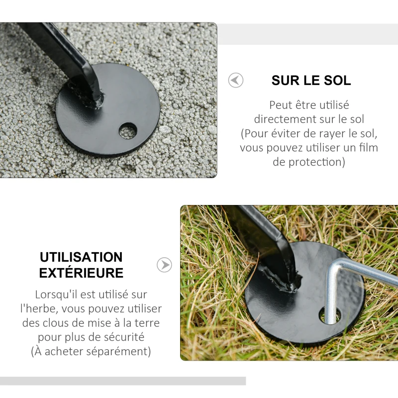 Outsunny Support de fauteuil suspendu, support chaise suspendue base en X boucle à ressort charge 120 kg 114 x 80 x 208 cm noir