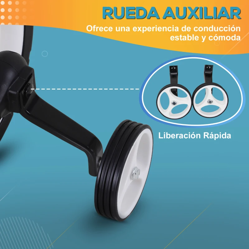 HOMCOM Bicicleta de Equilibrio con Pedales y Ruedas Entrenamiento Extraíbles de Asiento Regulable 33-38cm Niños +24 Meses Carga 25kg Negro