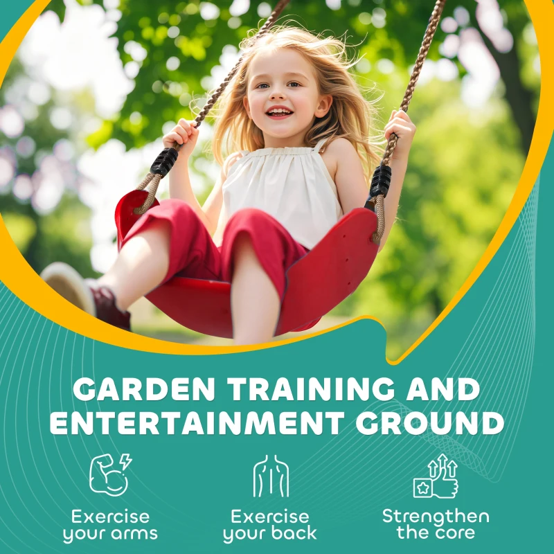 AIYAPLAY 10-Piece Zip Line Kit for Kids with 10m Slackline, Monkey Bars, Swing, Climbing Ladder, Hanging Tray, Metal Rings