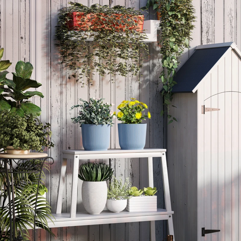 Outsunny Set of Two Ф22cm Planters - Blue