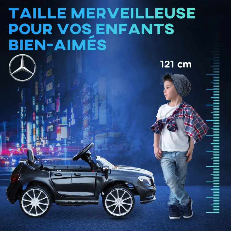 HOMCOM Voiture électrique enfants sous licence Mercedes Benz GLA AMG avec télécommande MP3 USB lumières et sons noir