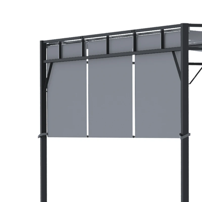 Outsunny Pergola avec 3 toiles rétractables 3L x 3l x 2,25H m structure acier - gris foncé et noir
