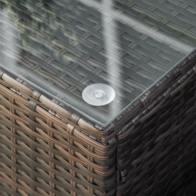 Outsunny Tavolino da Giardino in Vetro Temperato 5mm Rettangolare Esterno Rattan 85 x 50 x 39 cm Marrone