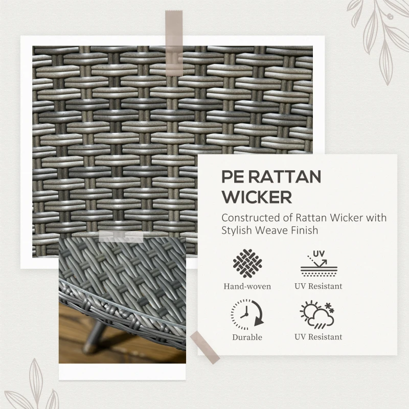 Outsunny Seven-Piece Rattan Dining Table, with Round Glass-Top Table - Mixed Grey